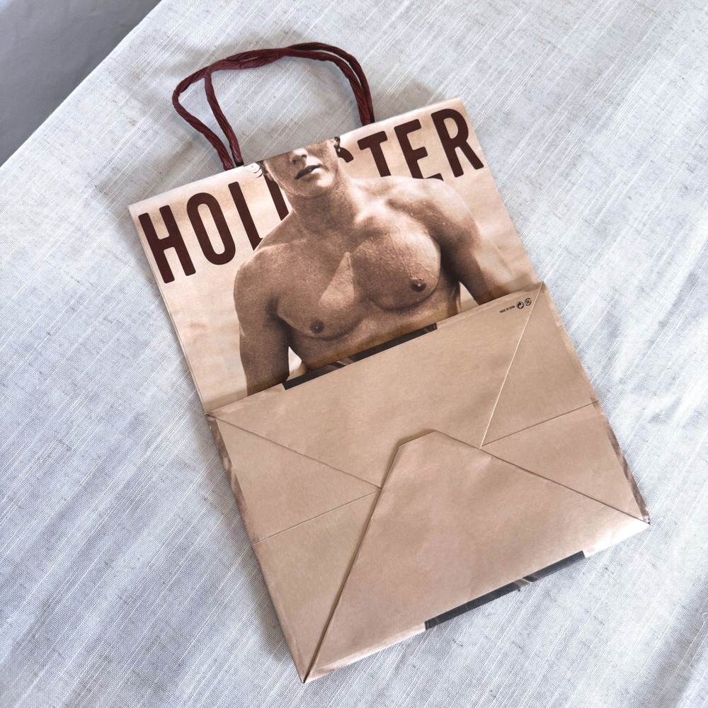 Y2K Vintage Hollister Co Paper Shopping Bag Shirtless Surfer Model Mid 2000s - Picture 3 of 4